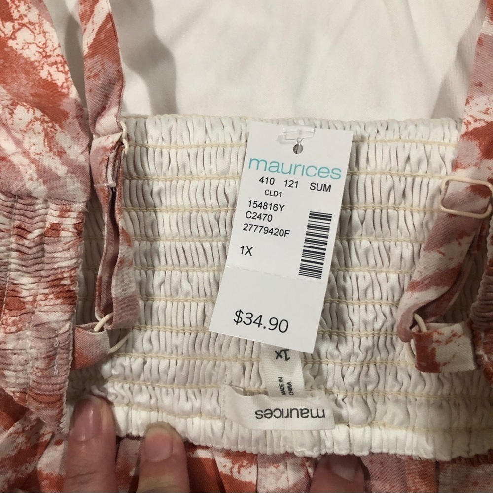 Maurice’s Animal Print Coral/White Zebra Stripe Spaghetti Strap Skater Dress 1X - Picture 11 of 14